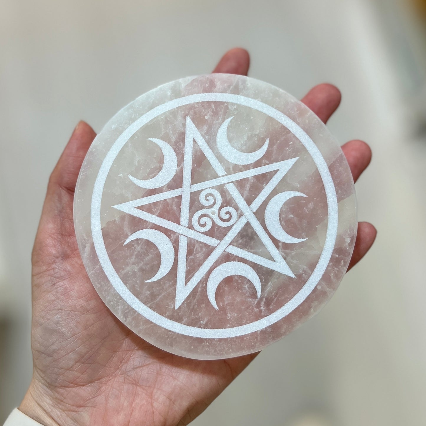 Selenite Incense Holder - Pentacle (SEL-CP06)