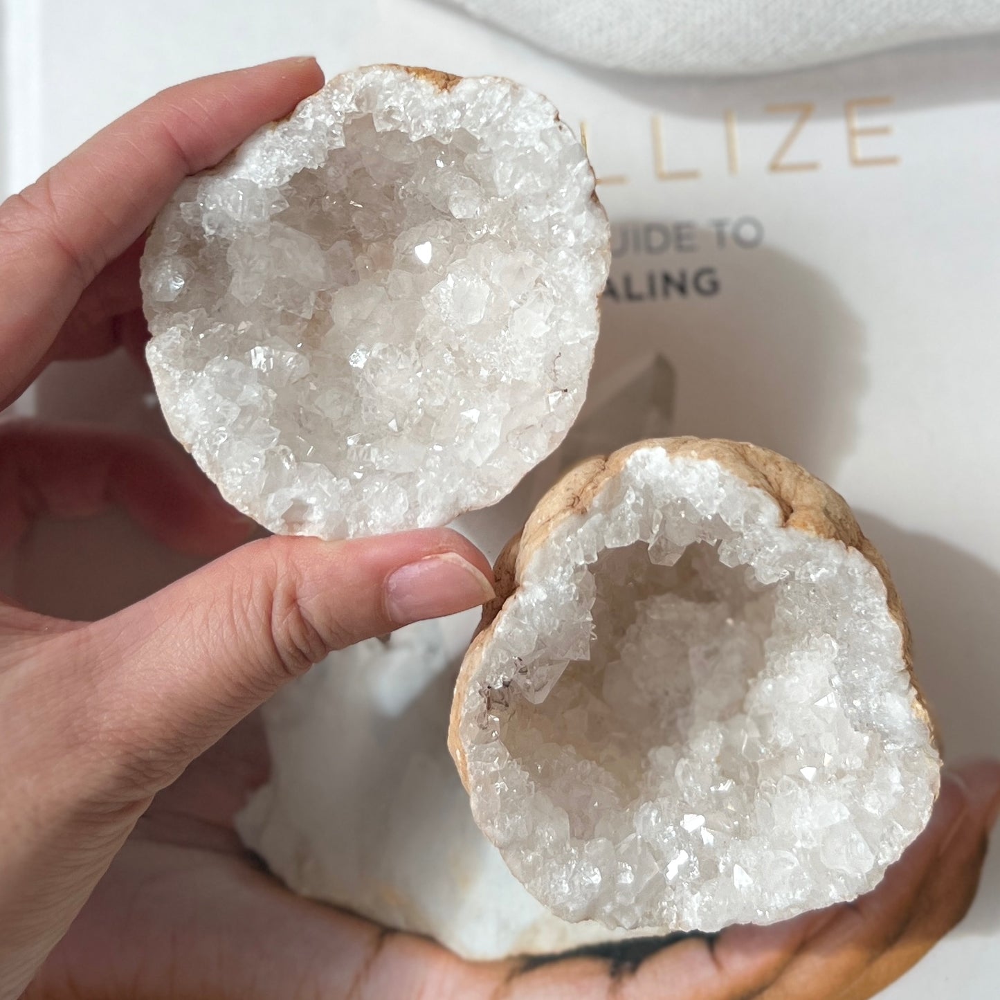 White Quartz Geode (1 pair)