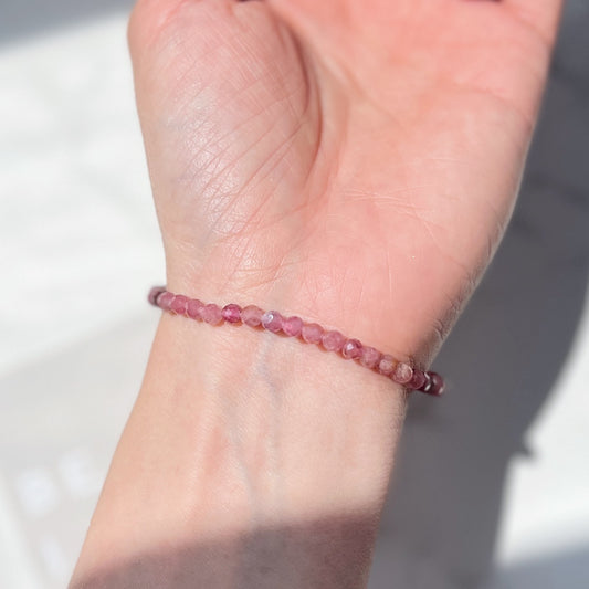 Pink Tourmaline Facet Bracelet 4mm