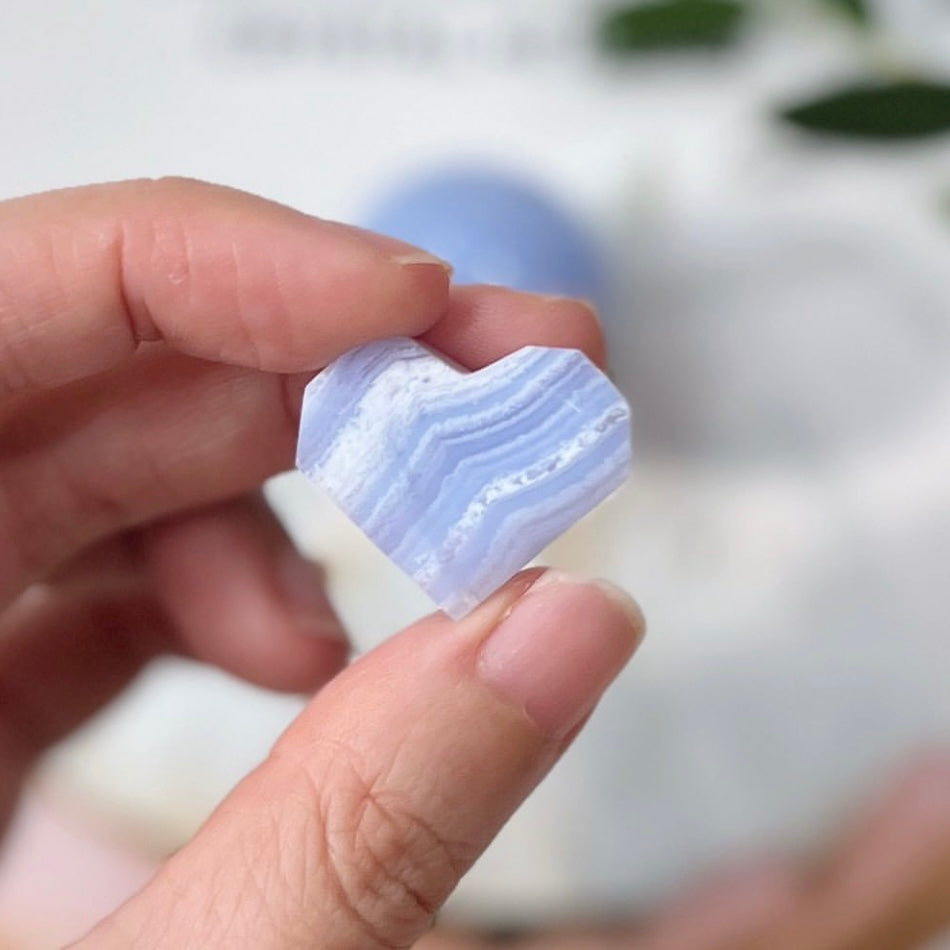 Blue Lace Agate Faceted Heart (BLA-H02)