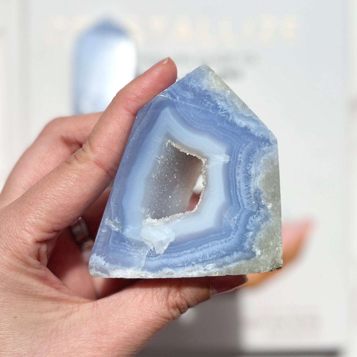 Blue Lace Agate Druzy Point 藍紋瑪瑙