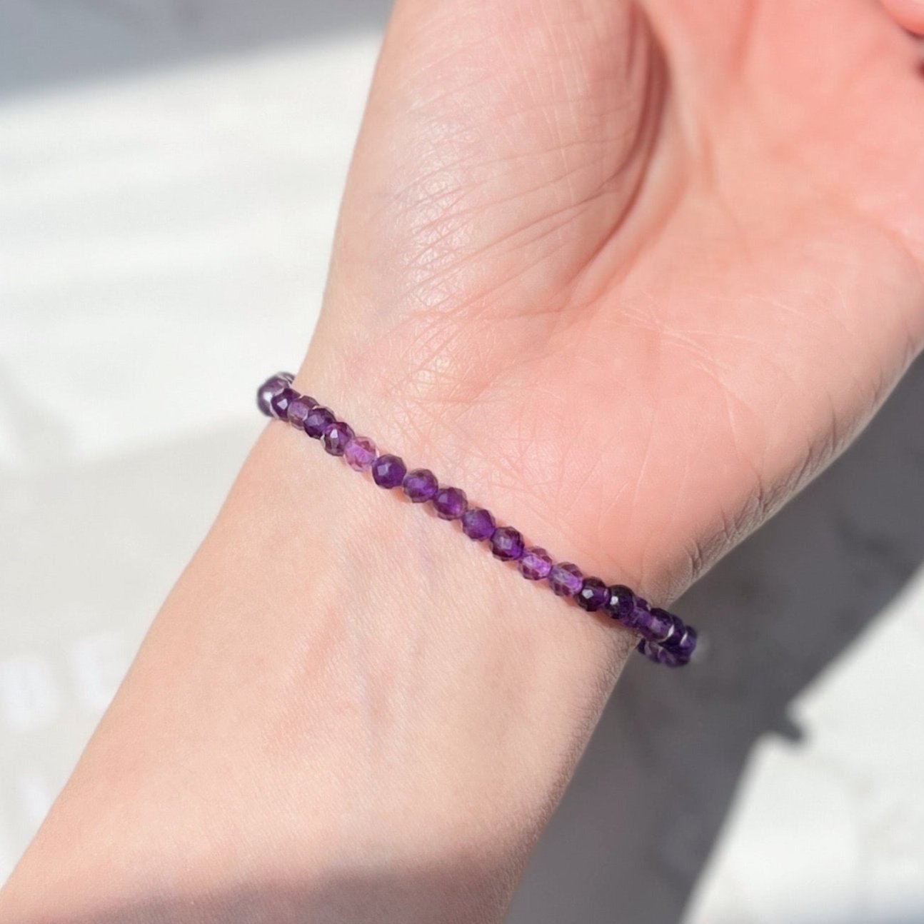 Amethyst Facet Bracelet 4mm