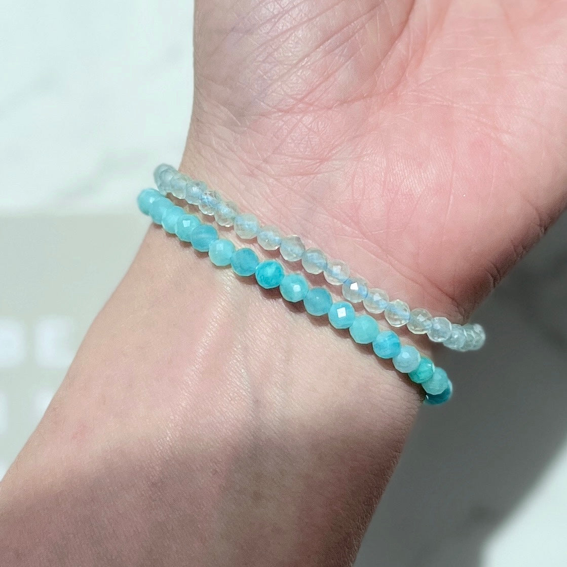 Aquamarine Facet Bracelet 4mm