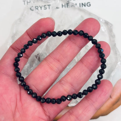 Black Tourmaline Facet Bracelet 4mm 黑碧璽