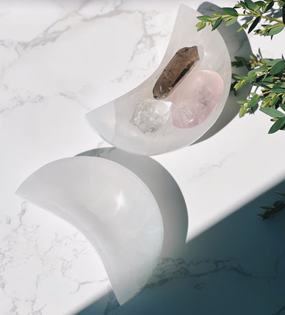 Selenite Moon Bowl