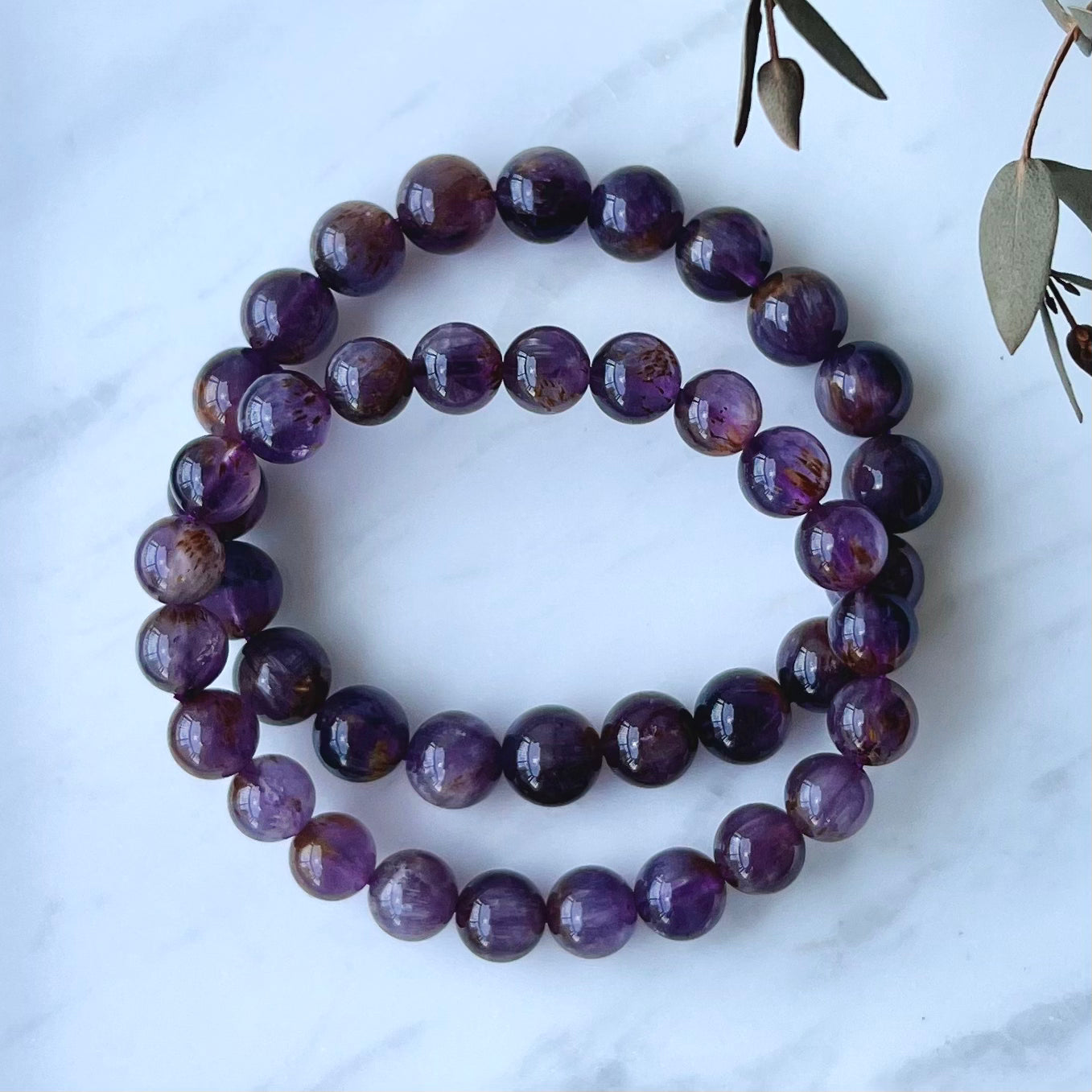 Amethyst Rutilated Bracelet 8mm